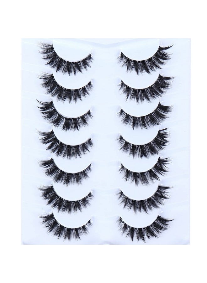 Lashes Clear Band Cat Eye Lashes 13Mm Short False Eyelashes Wispy 7 Pairs Dramatic Fake Eyelashes Fluffy 3D Faux Mink Lashes (7 Pairs, Cc86)