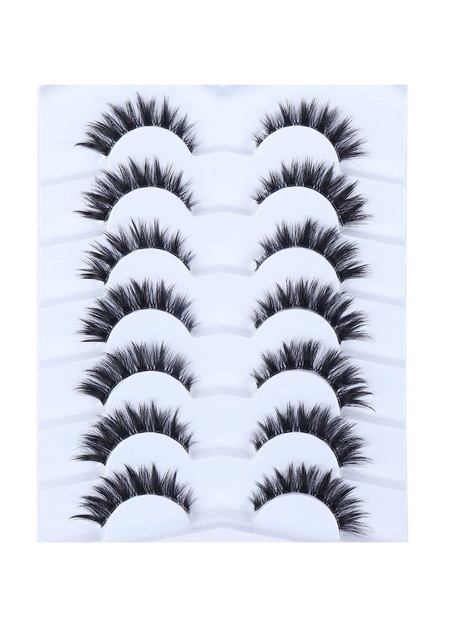 Lashes Clear Band Cat Eye Lashes 13Mm Short False Eyelashes Wispy 7 Pairs Dramatic Fake Eyelashes Fluffy 3D Faux Mink Lashes (7 Pairs, Cc86)