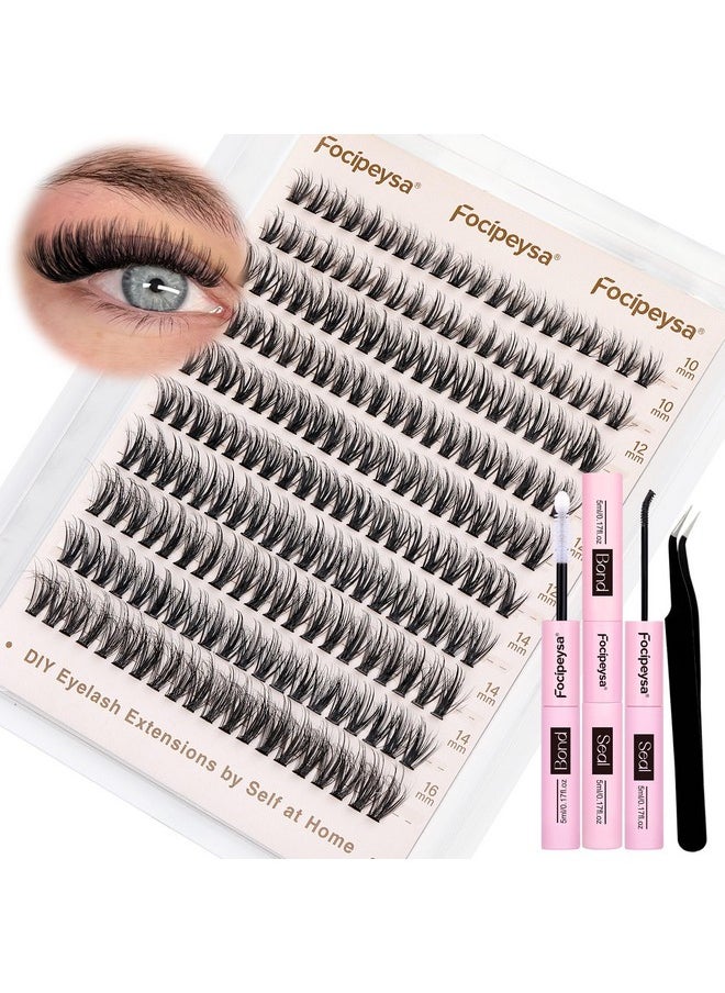 Wispy Lash Clusters 40D Lash Extension Kit Fluffy Eyelashes Clusters Cd Curl Clusters Lashes Extensions 10-16Mm Cluster Lashes Extensions Kit With Lash Bond And Seal (40D Lash 200Pcs)