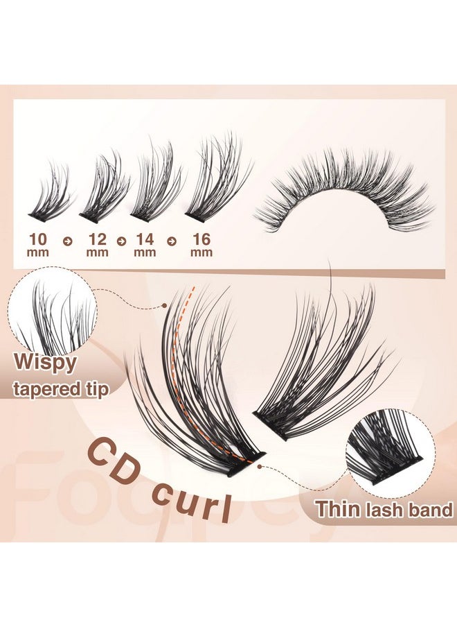 Wispy Lash Clusters 40D Lash Extension Kit Fluffy Eyelashes Clusters Cd Curl Clusters Lashes Extensions 10-16Mm Cluster Lashes Extensions Kit With Lash Bond And Seal (40D Lash 200Pcs)