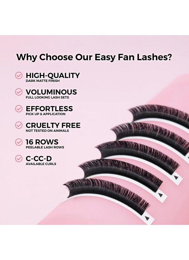 Easy Fan Eyelash Extensions | 0.03~0.07Mm Thickness | C Cc D Curl | 9Mm-16Mm Mixed & Single Length | Super Matte Black Volume Self Fanning Lash Extensions, Professional Supplies For Lash Techs