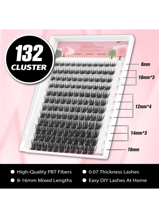 Lash Clusters 132Pcs Individual Lashes Extensions Volume Cluster Lashes 8-16Mm Mix Lengths C Curl 0.07Mm Thickness Eyelash Clusters And Apply Under Your Lashes(A03)