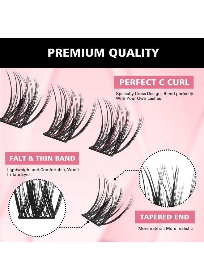 Lash Clusters 132Pcs Individual Lashes Extensions Volume Cluster Lashes 8-16Mm Mix Lengths C Curl 0.07Mm Thickness Eyelash Clusters And Apply Under Your Lashes(A03)