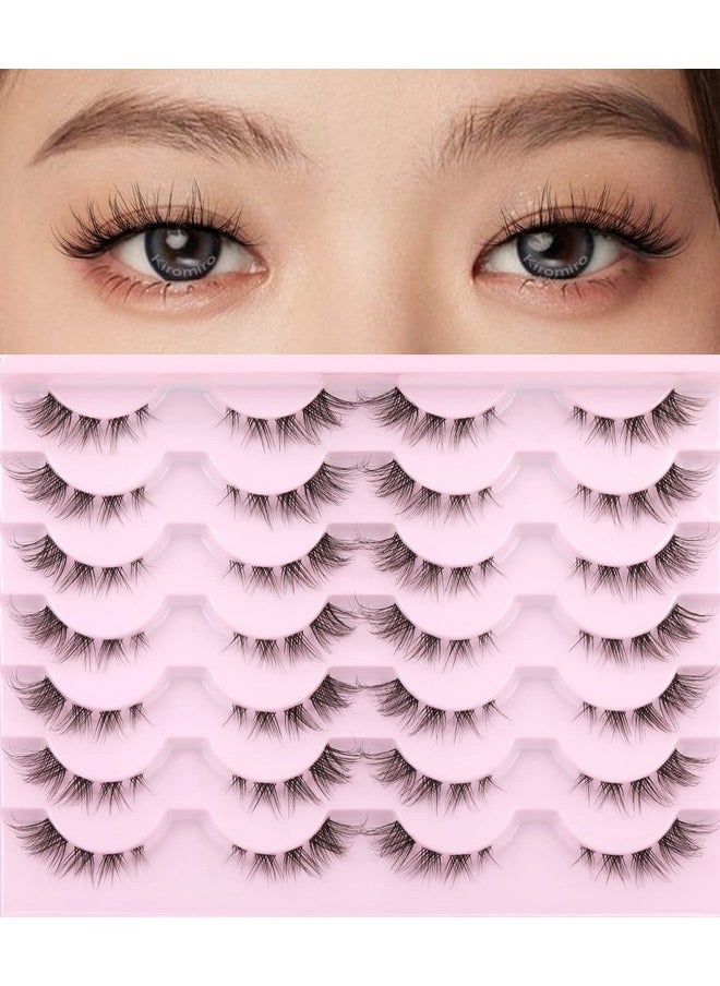 Atural Look False Eyelashes Wispy Cluster Lashes Manga Eyelash Extensions Strip Clear Band Lashes Cat Eye Korean Short Anime Fake Lashes Pack By Kiromiro