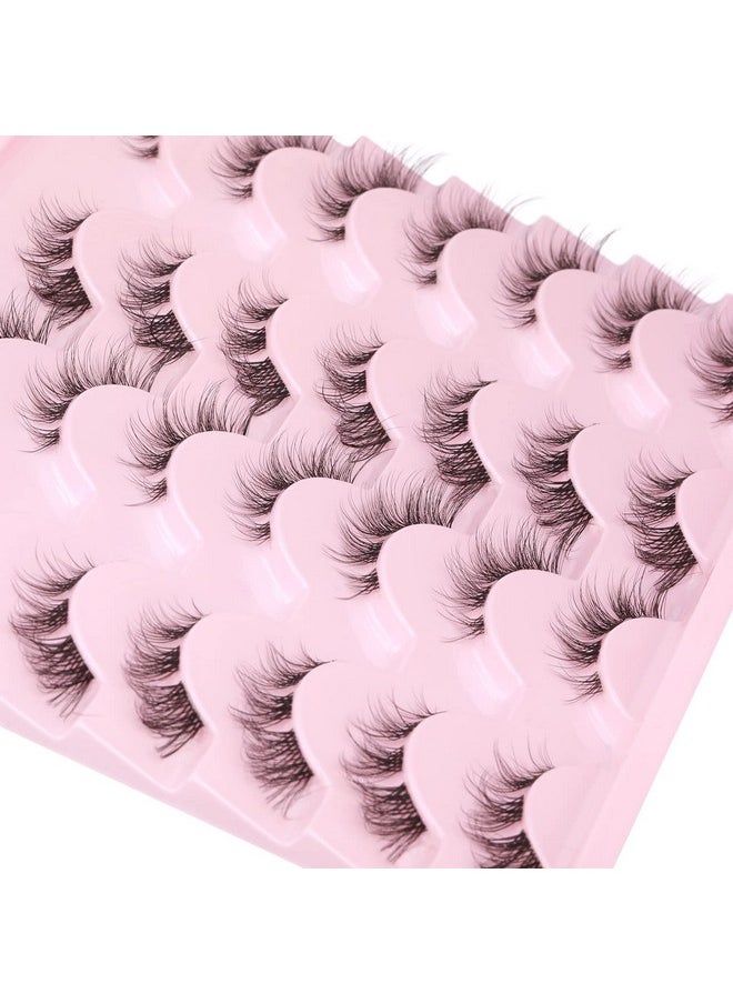 Atural Look False Eyelashes Wispy Cluster Lashes Manga Eyelash Extensions Strip Clear Band Lashes Cat Eye Korean Short Anime Fake Lashes Pack By Kiromiro