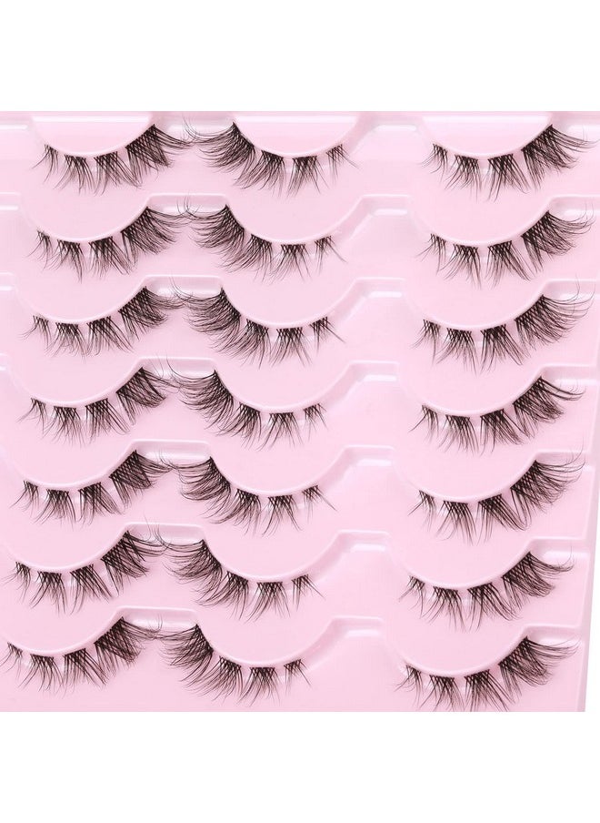 Atural Look False Eyelashes Wispy Cluster Lashes Manga Eyelash Extensions Strip Clear Band Lashes Cat Eye Korean Short Anime Fake Lashes Pack By Kiromiro