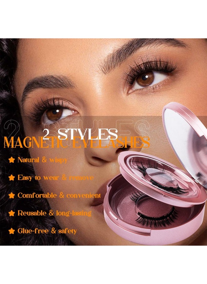 Magnetic Eyelashes Magnetic Eyelashes Natural Look Magnetic Eyelashes With Applicator And Mirror No Glue&No Eyeliner Needed False Eyelashes Magnetic Lashes Kit Easy To Apply