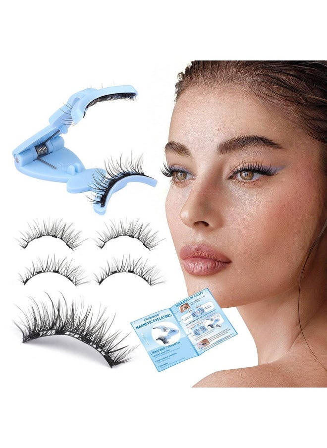 Magnetic Eyelashes Kit Natural Magnetic Lashes With Applicator Long Lasting No Glue Needed Reusable Magnetic Eyelashes Easy To Wear And Remove For All-Day