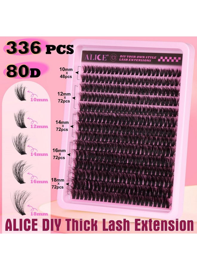 Fluffy Lash Clusters 336Pcs 80D Lash Extensions Cluster Eyelash Extensions Thick Volume Faux Mink Individual Lashes Mix 10-18Mm Long Eyelash Clusters