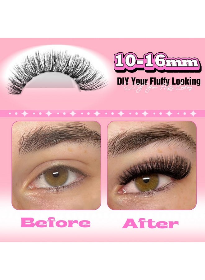 Fluffy Lash Clusters 336Pcs 80D Lash Extensions Cluster Eyelash Extensions Thick Volume Faux Mink Individual Lashes Mix 10-18Mm Long Eyelash Clusters