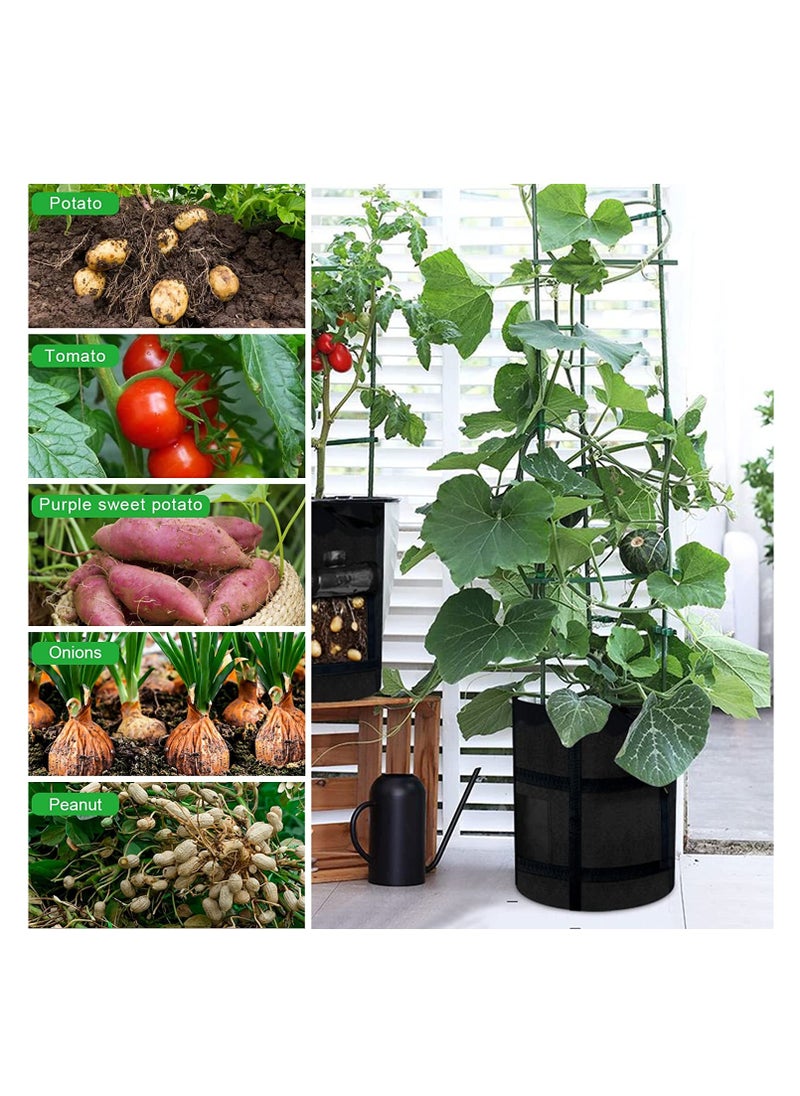 SYOSI Grow Bags with Window to Harvest Potato Grow Bags with Flap and Handles Thickened Fabric Pots Large Grow Bags Tomato Vegetables Grow Bags with Harvest Window 7 Gallon 2 Pack