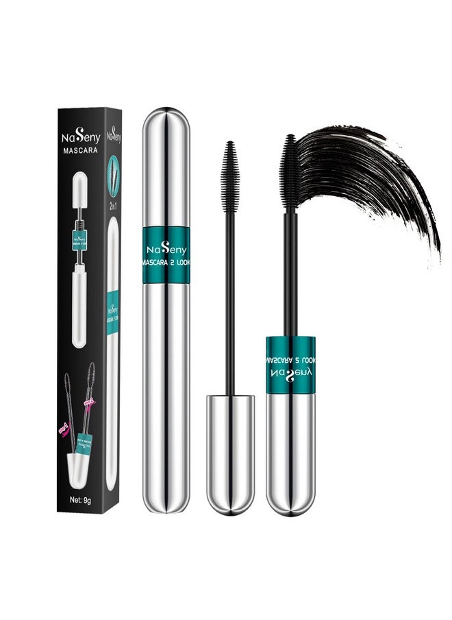 2In1 Vibely Mascara Waterproof Black Volume And Length Thickening And Lengthening Dual Effect 5X Longer Mascara Smudge-Proof Non Clumping