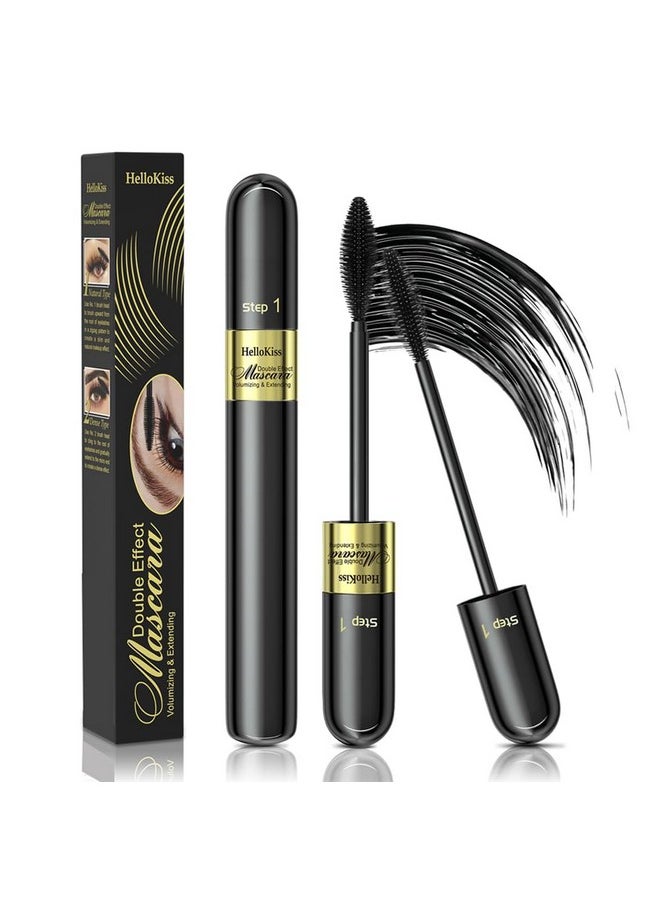 2In1 Vibely Mascara 5X Longer Lengthening And Thickening Mascara Waterproof Black Volume And Lengh Mascara Smudge-Proof Non Clumping Long Lasting Eye Makeup