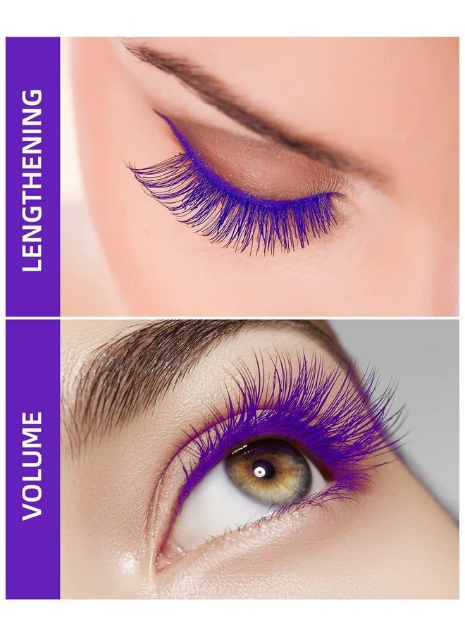 Waterproof Mascara Volume And Length,Thrive Lash Cosmetics 4D Silk Fiber Mascara Lash Extensions Lengthening And Thickening Non Clumping Smudge-Proof Long Lasting Party Eye Makeup (Purple)