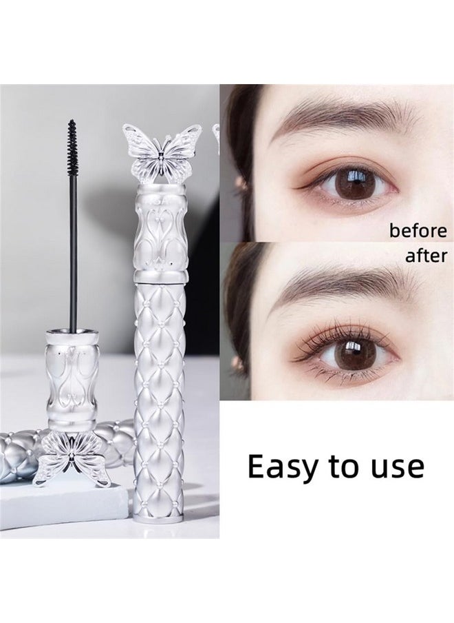 Silver Butterfly Design Mascara, Waterproof Black Small Wand Brush Mascara, Long-Lasting, Smudge-Proof, Voluminous Eyelashes, Gift(1 Pcs)