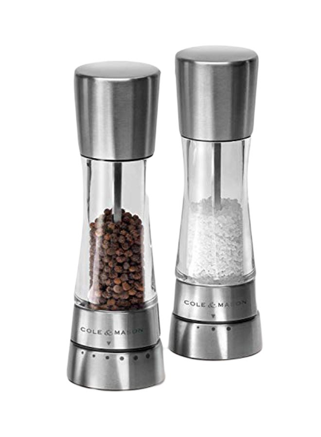 2-Piece Derwent Salt and Pepper Grinder Set Clear/Silver 1.4 x 3 x 7.5inch