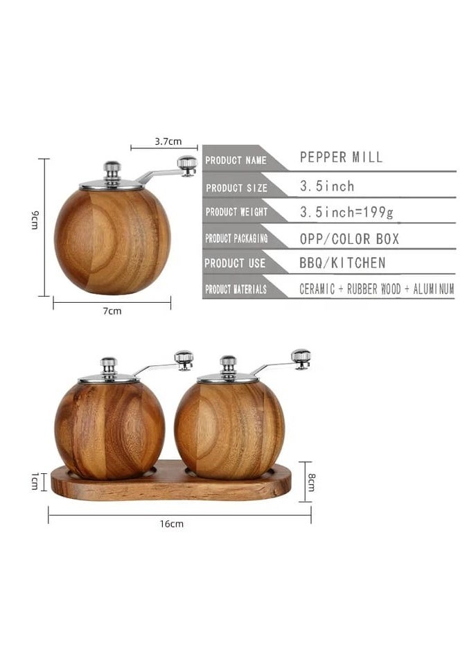 Liying Wooden Manual Salt and Pepper Grinder Set, for Kitchen,Refillable and Adjustable Wooden Shakers for Pepper Salt Spices