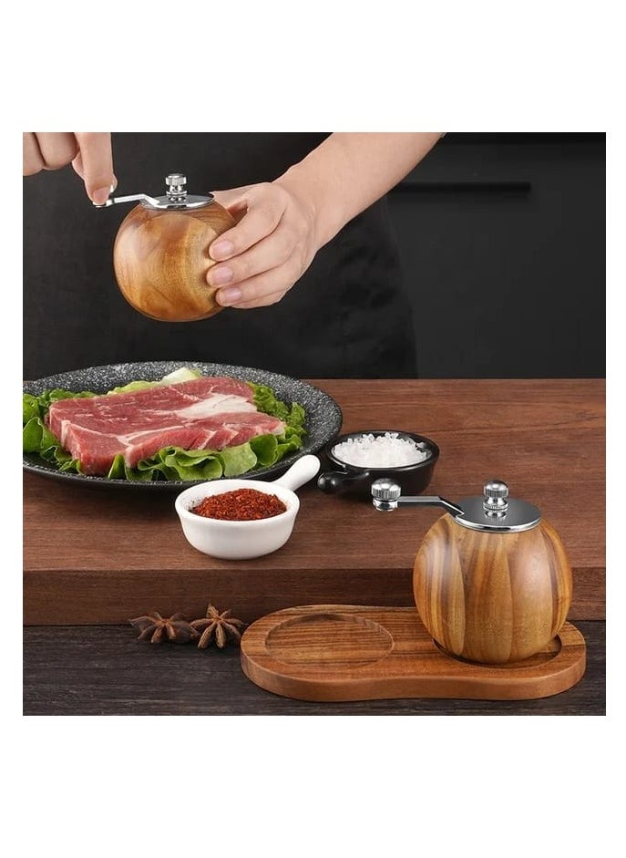 Liying Wooden Manual Salt and Pepper Grinder Set, for Kitchen,Refillable and Adjustable Wooden Shakers for Pepper Salt Spices