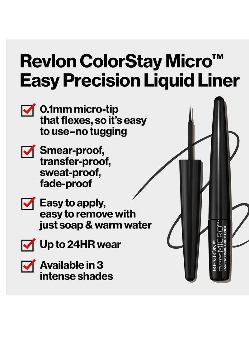 ColorStay Micro Easy Precision Liquid Eyeliner, Waterproof, Smudgeproof, Longwearing with Micro Felt Tip, 301 Blackout, 0.057 fl. Oz 301 Blackout (Pack of 1)