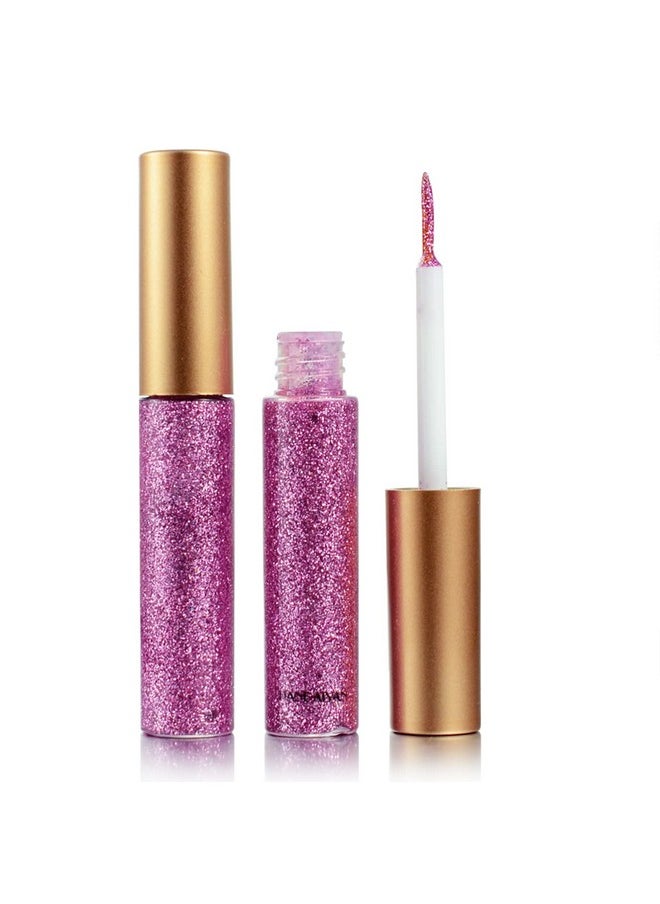 Glitter Eyeliner,Pink-Giltter Eyeliner, Long-Lasting Waterproof Eyeliner Eye Glitter Makeup, Silver, Gold, Purple Green High-Pigmented Colorful Glitter Eyeliner Liquid