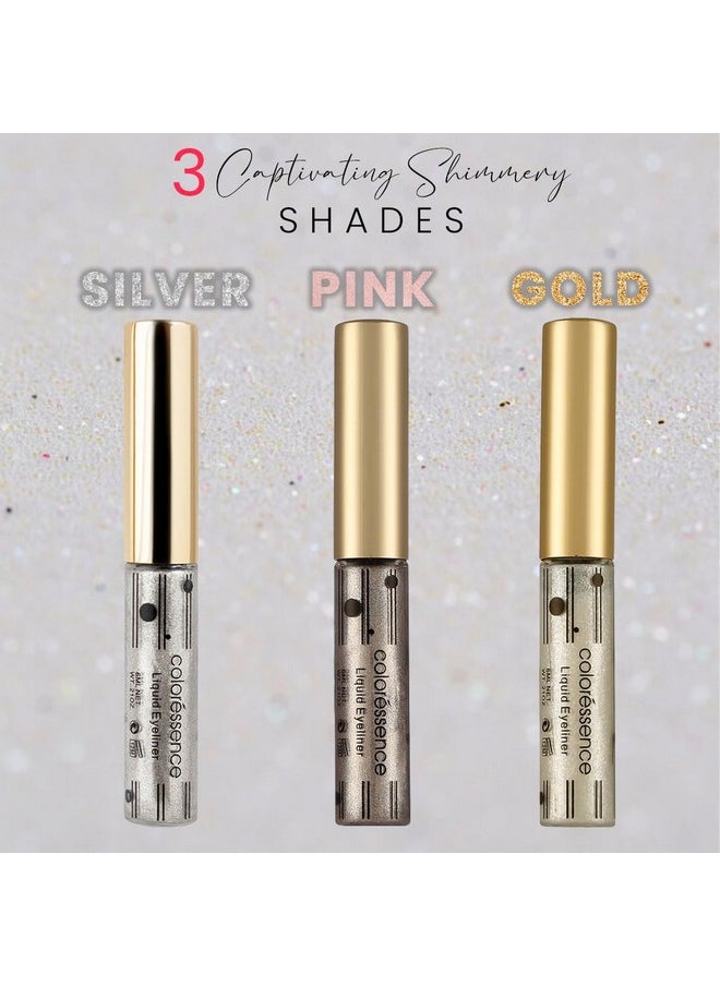 Shimmer Gel Eyeliner Pearl Pigment Infused Micro Shimmer Glitter Waterproof Formula, Gold, Shimmery Finish