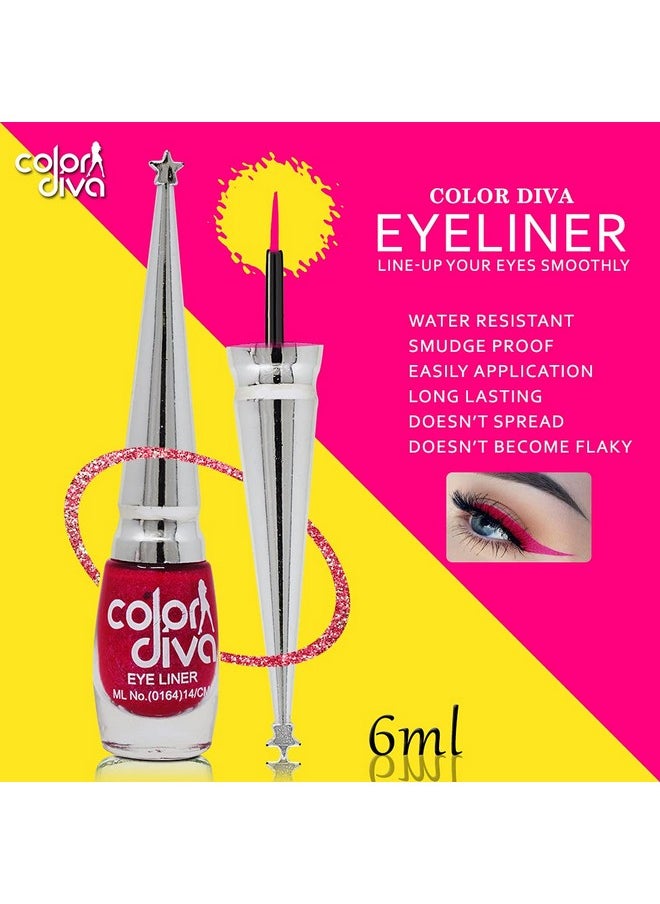 Eye Liner, Water Resistant, Long-Lasting, 6Ml Liquid (Pink, Blue, Black, Green, Grey, Copper, Gold) Matte, Shimmery & Satin Finish