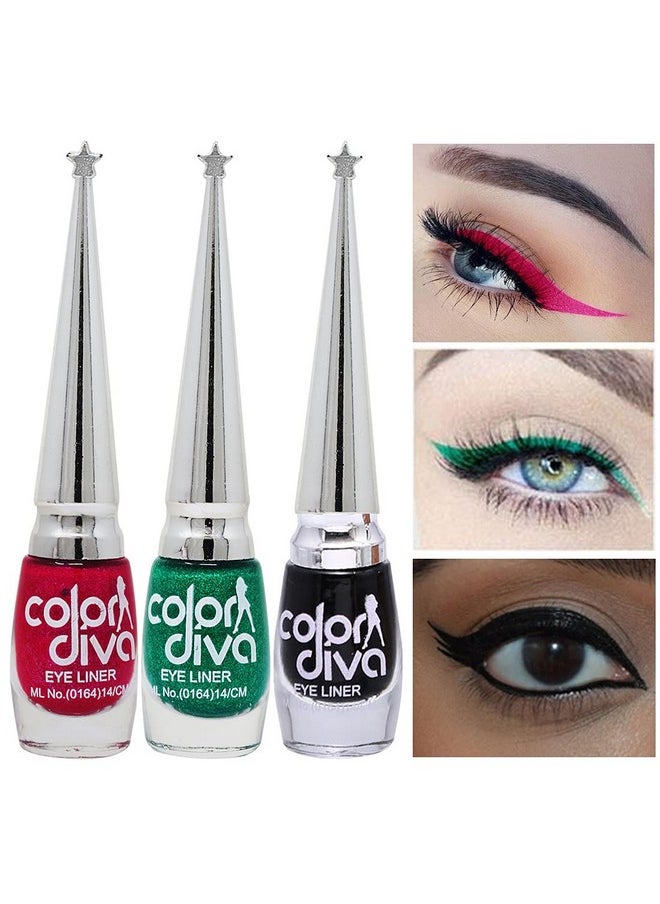 Eye Liner, Water Resistant, Long-Lasting, 6Ml Liquid (Pink, Blue, Black, Green, Grey, Copper, Gold) Matte, Shimmery & Satin Finish