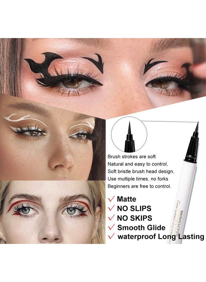 3Pcs White Red Black Matte Waterproof Colored Eyeliner Liquid Eye Liner Color Set Long Lasiting Colorful Liquid Eyeliner Lapiz Delineador De Ojos Contra El Agua Blanco Para Ojos De Colores 1+3+9