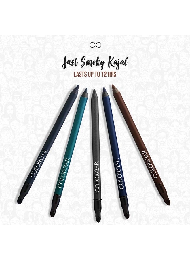 Just Smoky Kajal, Just Teal, 1.2G | Waterproof And Non-Transfer | Lasts Upto 12 Hours | Paraben Free