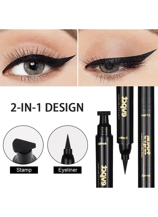 2Pcs Black Eyeliner And Wing Stamp Set Big Small Winged Eyeliners Stamps Cat Eye Liner Stamp Stencils Tool For Women All Eye Shapes Waterproof Delineador De Ojos A Prueba De Agua Contra El Agua