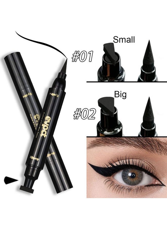 2Pcs Black Eyeliner And Wing Stamp Set Big Small Winged Eyeliners Stamps Cat Eye Liner Stamp Stencils Tool For Women All Eye Shapes Waterproof Delineador De Ojos A Prueba De Agua Contra El Agua