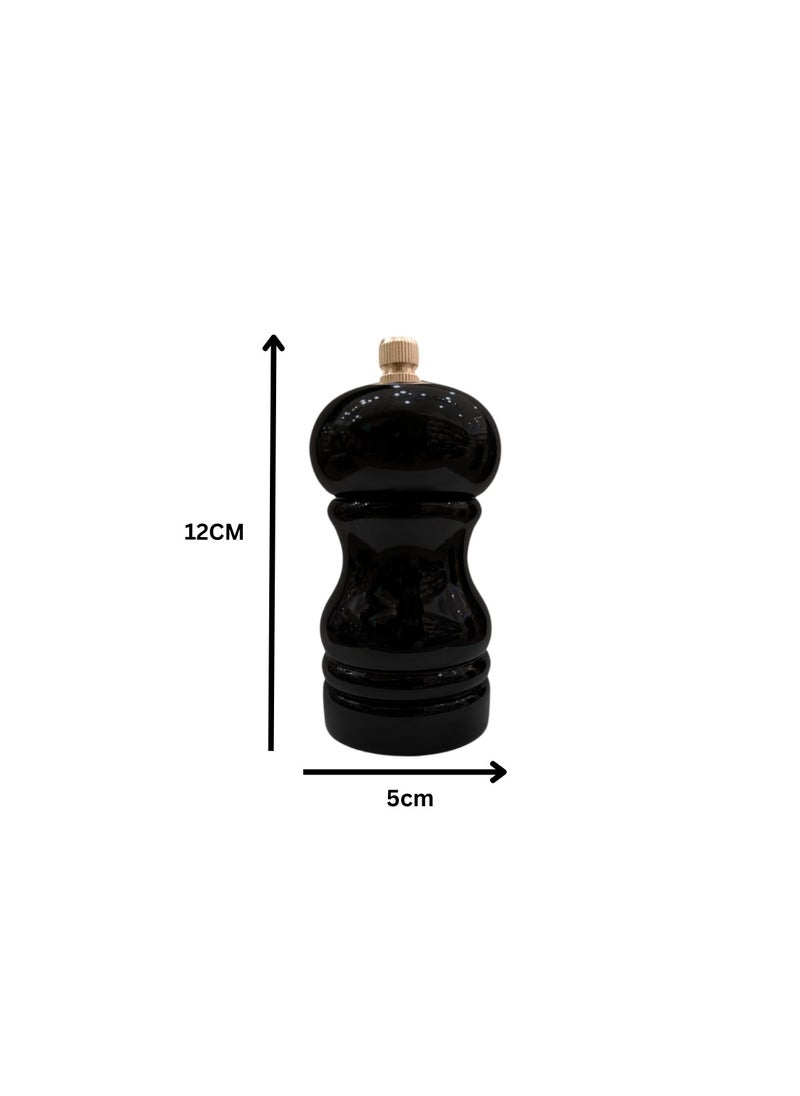 Liying Black Wooden Salt and Pepper Mills, 12cm x 5cm, Set of 2, Manual Grinder