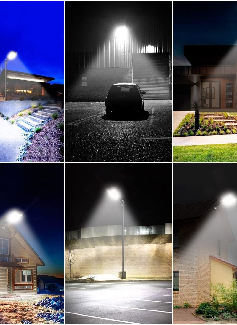 1800W Solar Street Light Outdoor | Remote Control | Wide Angle Radar Sensor | 6500K Bright White Dusk to Dawn Floodlight | 13500MAh Battery | IP65 Waterproof | Street, Yard, Parking Lot