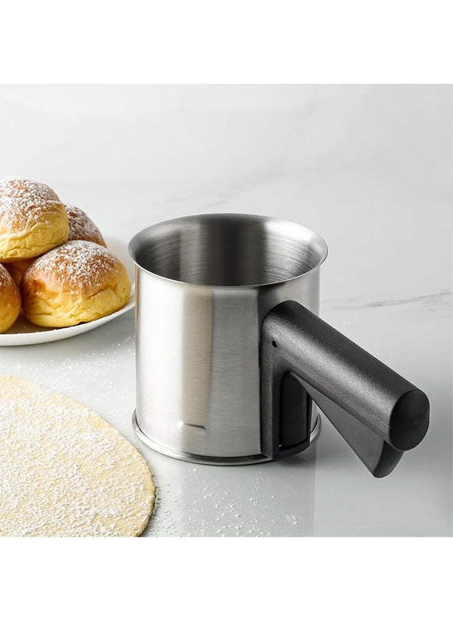 Flour Sifter, 3 Cup Stainless Steel, Double Layer Fine Mesh, One Hand Press Crank for Effortless Sifting, Ideal for Baking, Cake Making, and Powdered Sugar Dusting, Durable and Easy to Clean