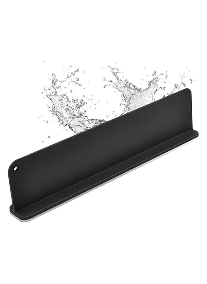 Silicone Sink Splash Guard with Suction Cup - 17.3 x 4.1 Inch Black Splatter Screen for Kitchen - Versatile Sink Splash Protector, Easy to Install