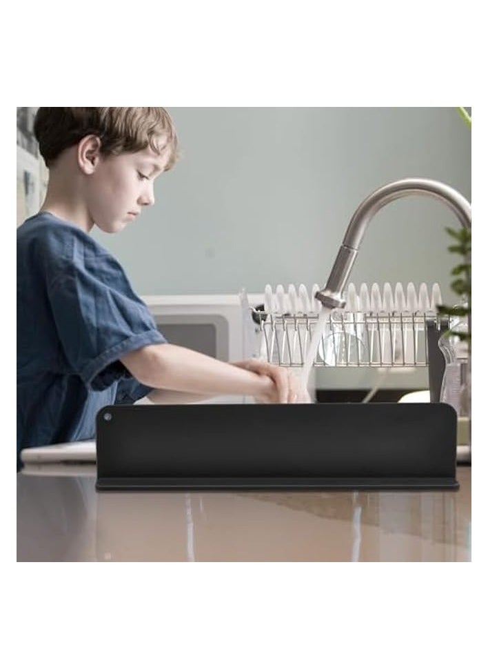 Silicone Sink Splash Guard with Suction Cup - 17.3 x 4.1 Inch Black Splatter Screen for Kitchen - Versatile Sink Splash Protector, Easy to Install