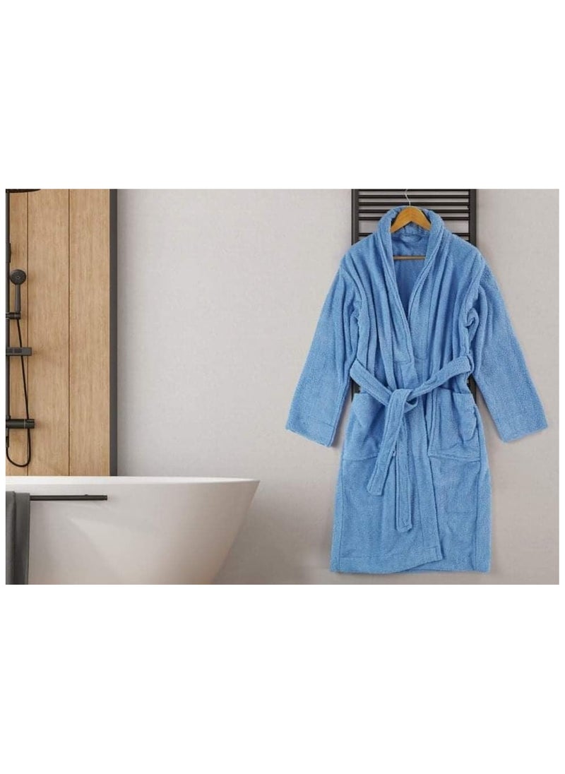 Cotton Plain Bathrobe Light blue