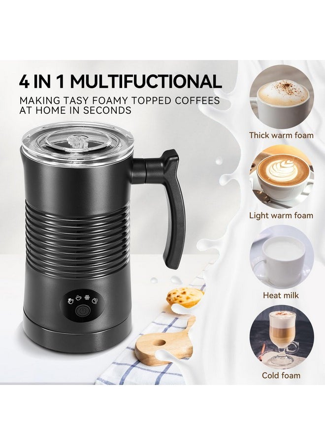 Milk Fother, 4 In 1 Electric Milk Frother And Steamer, 11.8Oz/350Ml Milk Steamer, Stainless Steels Frother For Coffee, Automatic Warm And Cold Foam Maker For Latte, Hot Chocolate (Black)