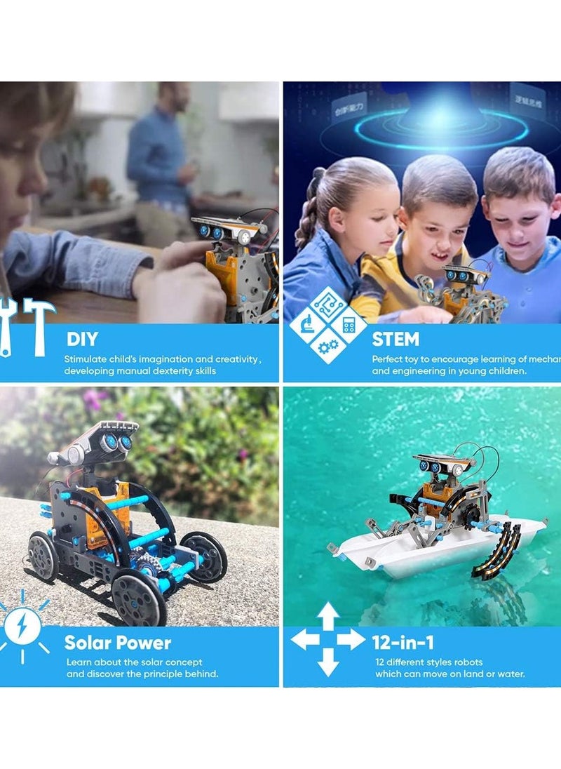 ORiTi  STEM 12-in-1 Education Solar Robot Toys -190 Pieces DIY Building Science Experiment Kit for Kids