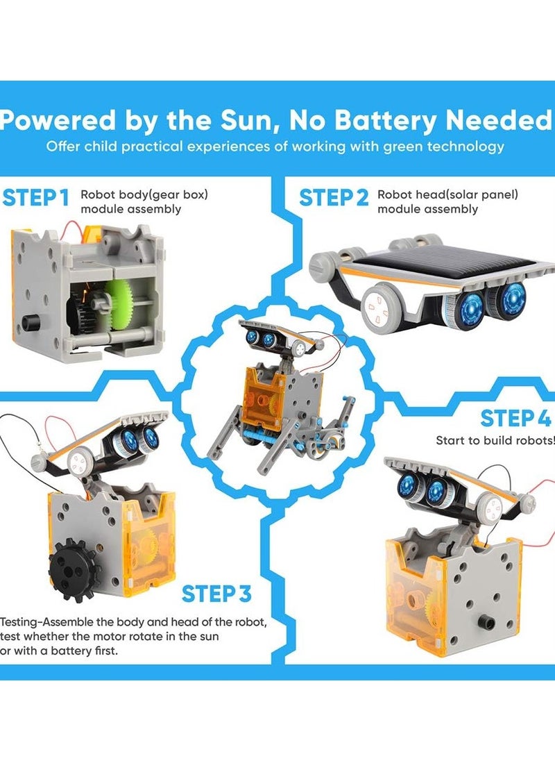 ORiTi  STEM 12-in-1 Education Solar Robot Toys -190 Pieces DIY Building Science Experiment Kit for Kids