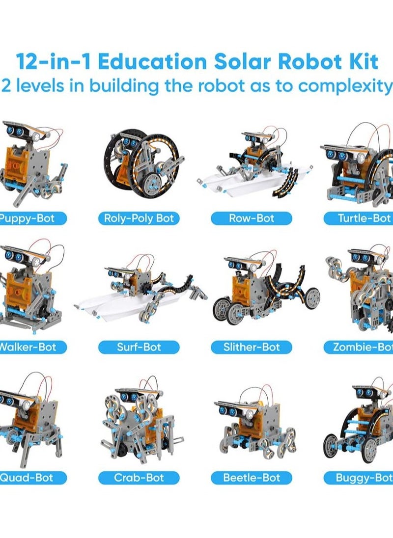 ORiTi  STEM 12-in-1 Education Solar Robot Toys -190 Pieces DIY Building Science Experiment Kit for Kids