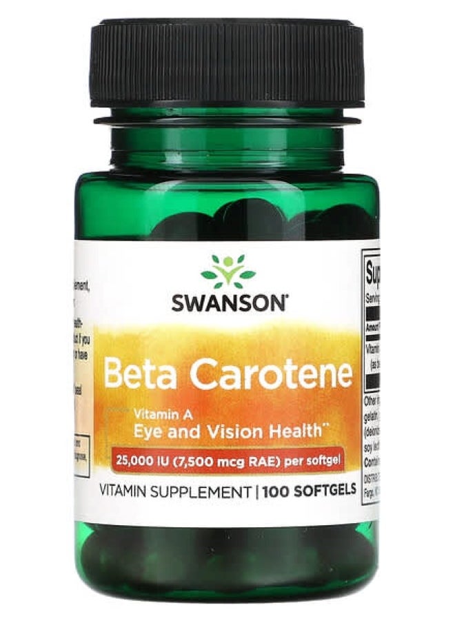 Beta Carotene 25000 Iu  7500 mcg Rae  100 Sgels