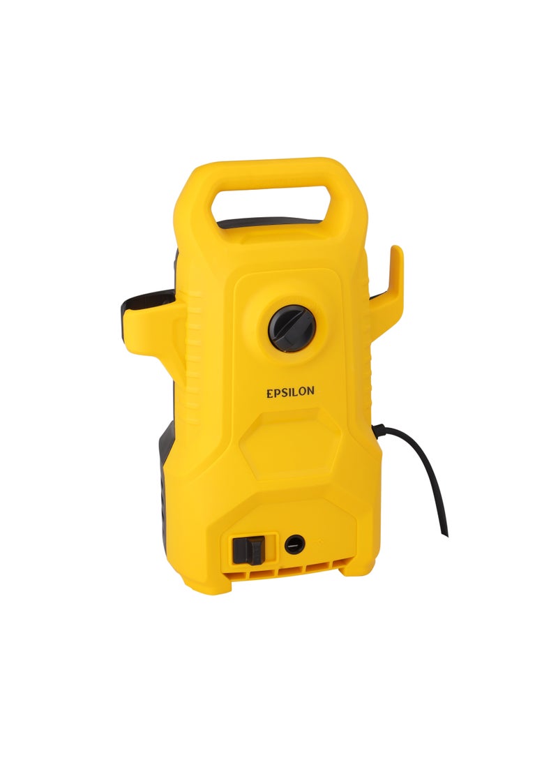 Epsilon 100-110 bar High Pressure Washer- EPSPW1639 |  5 - 7.5 L/min Maximum Flow, Includes Spray with Nozzle, 3 m Outlet and 2 m Inlet Pipe for Removing Mold, Grime, Dust, Mud, Dirt, etc. at Home, from Buildings, Vehicles, Concrete Road Surfaces, etc... | Black and Yellow, 1 Year Warranty