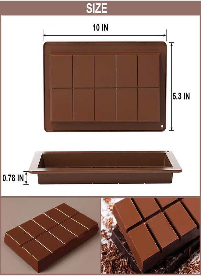 Dubai Chocolate Bar Mold Silicone Chocolate Bar Molds, Deep Rectangular, 2 Pack, Large Size for Stuffed Bars