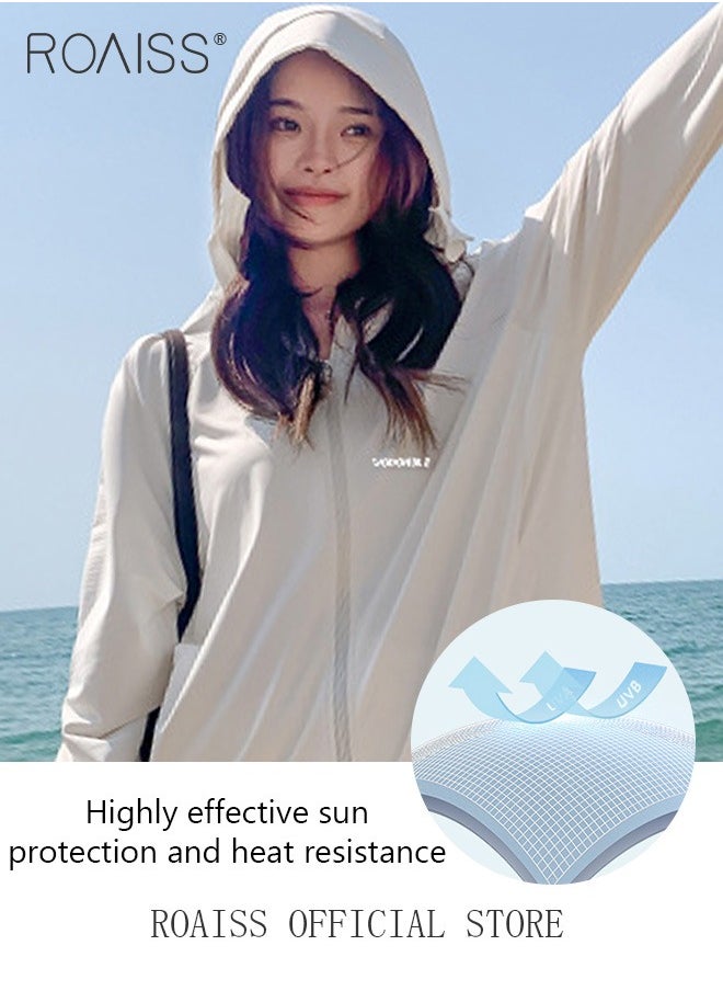 Ice Silk Sun Protection Shirt UPF 50 Lightweight Breathable Women UVResistant Top