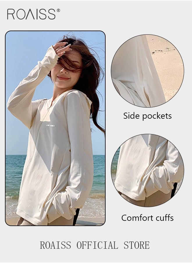 Ice Silk Sun Protection Shirt UPF 50 Lightweight Breathable Women UVResistant Top