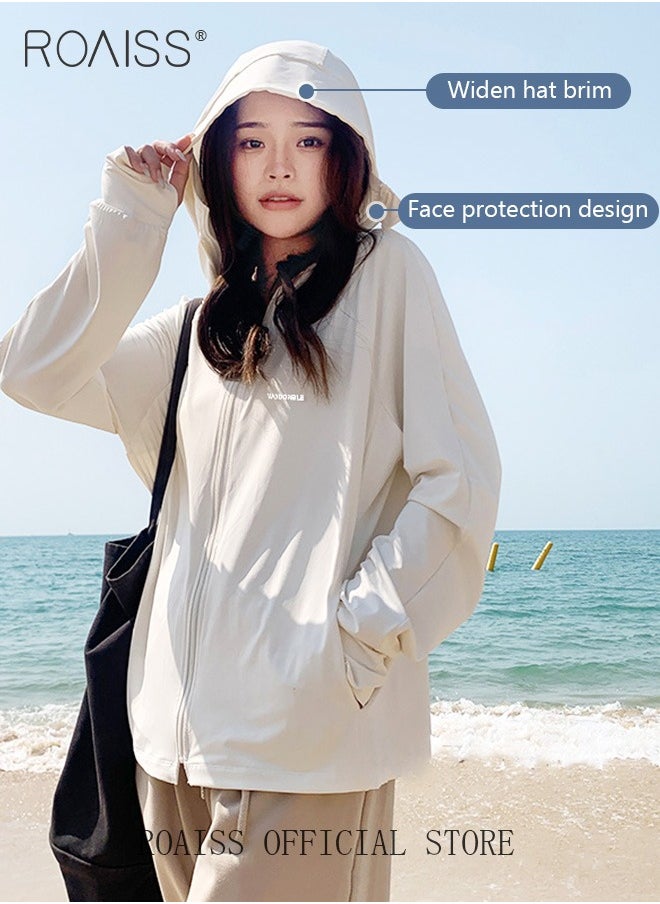 Ice Silk Sun Protection Shirt UPF 50 Lightweight Breathable Women UVResistant Top