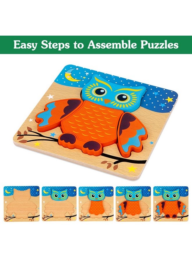 Wooden Puzzles For Toddlers Ages 1-3, Montessori Toys For 1 2 3 Years Old Girls Boys Baby Kids Puzzle Learning Educational Christmas Birthday Gifts Toys 6 Pack Animal Jigsaw Puzzle