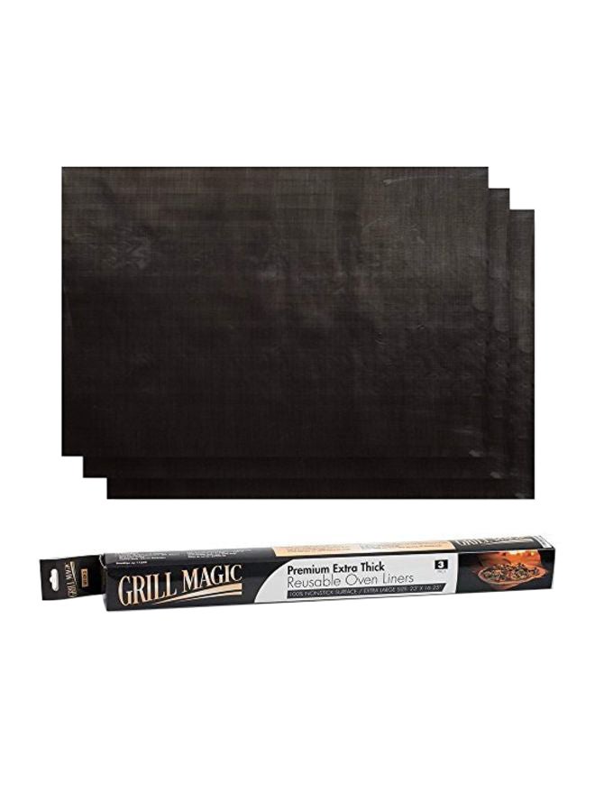 3-Piece Non-Stick Oven Liner Black 23x16.2x0.2inch