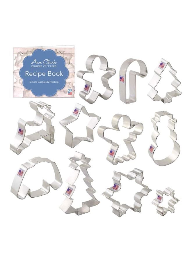 11-Piece Winter Christmas Cookie Cutter Set Silver